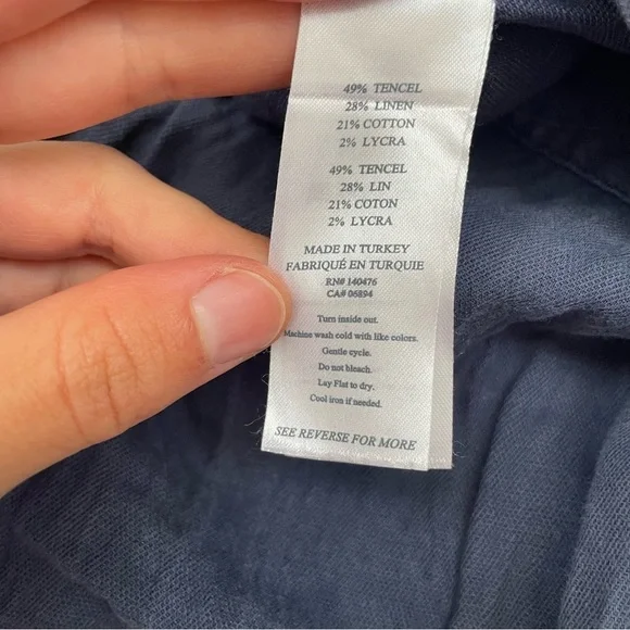 Faherty Brand Arlie Day Pants linen joggers blue lounge pull on elastic waist M - Picture 14 of 16